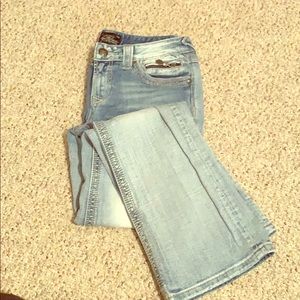 Rerock for Express Light Wash Ripped Boot Jeans